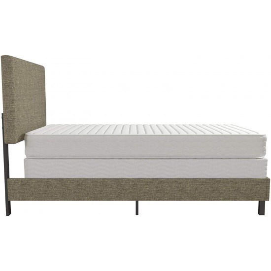 Calin Upholstered Bed with Chic Design | Queen | Grey Linen