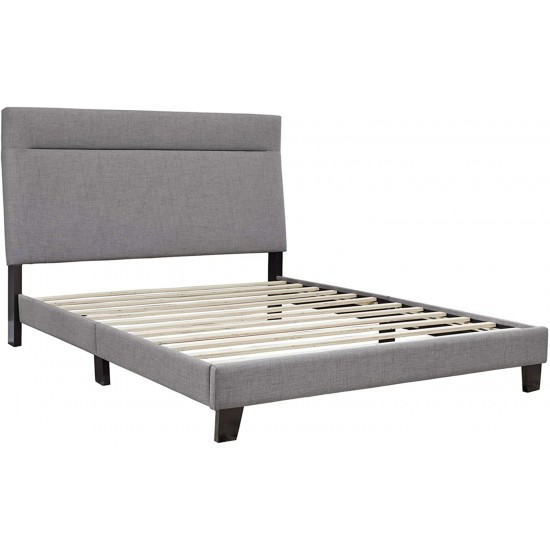 Calin Signature Design Modern Queen Upholstered Platform Bed with Adjustable Headboard, Brown