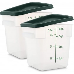 Calin [Pack of 2] 4 Qt Square Food Storage Container with Lid