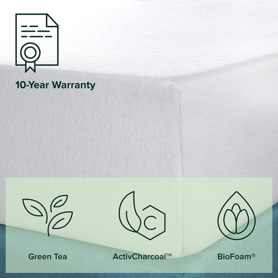 Calin 12 Inch Green Tea Memory Foam Mattress / CertiPUR-US Certified / Bed-in-a-Box / Pressure Relieving, Queen